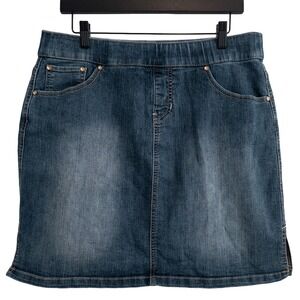 Jag Jeans Denim Skort Womens 14 Blue Dark Wash Pull On Elastic Waist Stretch